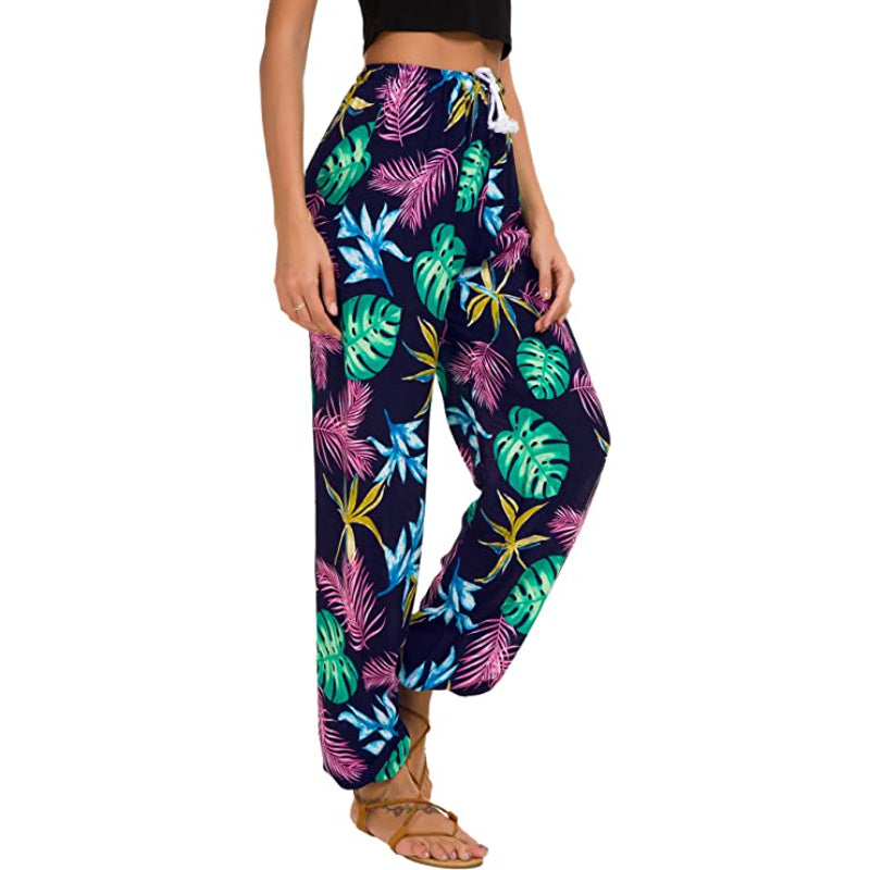 Women's Floral Print Boho Yoga Pants Harem Pants-Legletic
