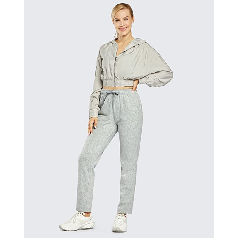 Women's Open Bottom Cotton Sweatpants With Pockets Lounge Jogging Track Pants Athletic Joggers Pants-Legletic