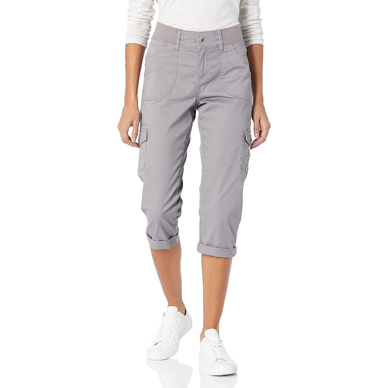 Women Relaxed Fit Knit Waist Capri Pants-Legletic