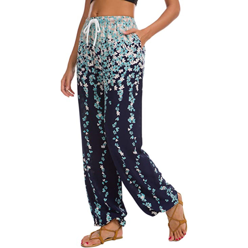 Women's Floral Print Boho Yoga Pants Harem Pants-Legletic