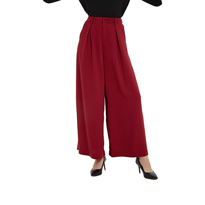Women High Waist Casual Wide Leg Long Palazzo Pants Regular Trousers-Legletic