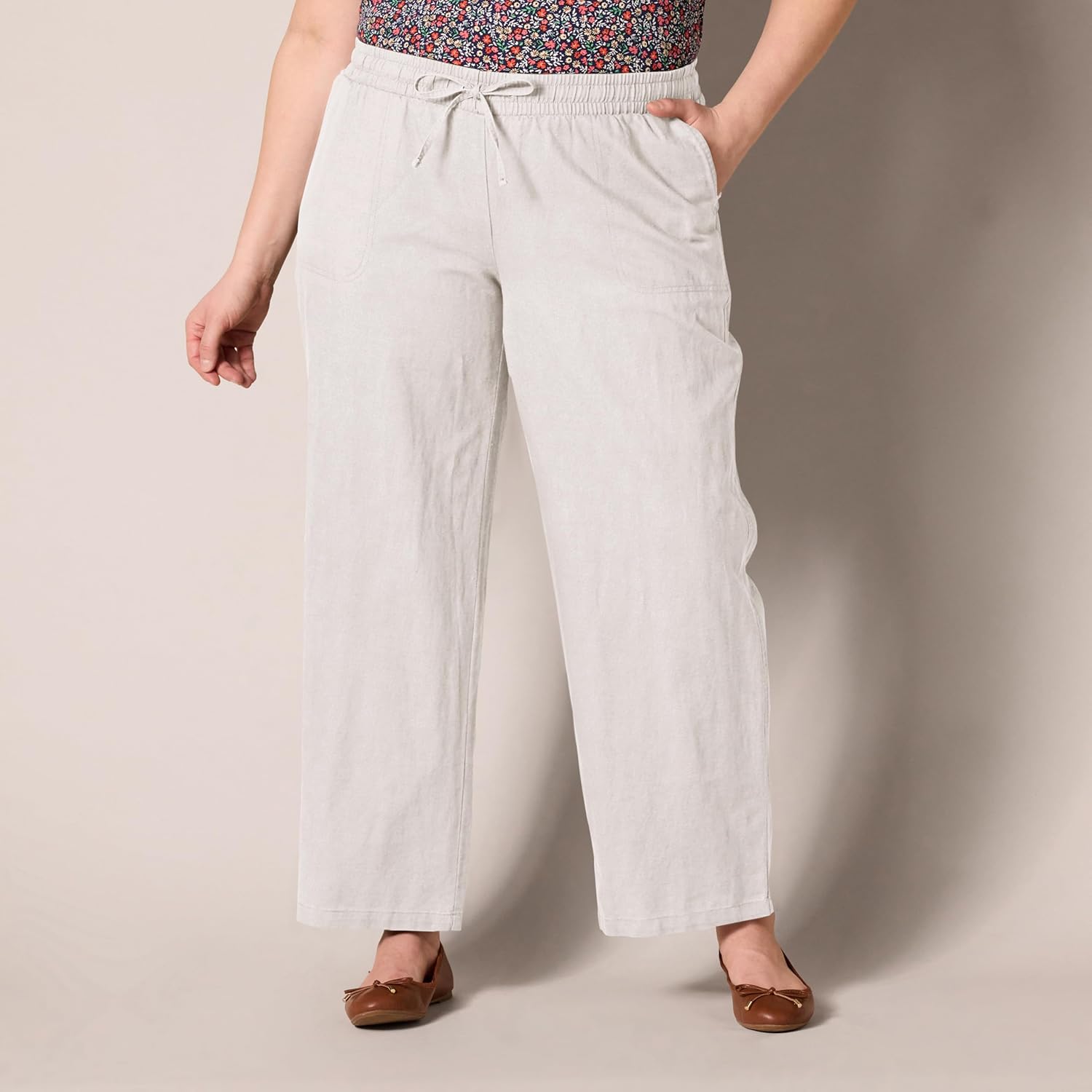 Casual Loose Fit Wide Length Pants With Drawstring For Women