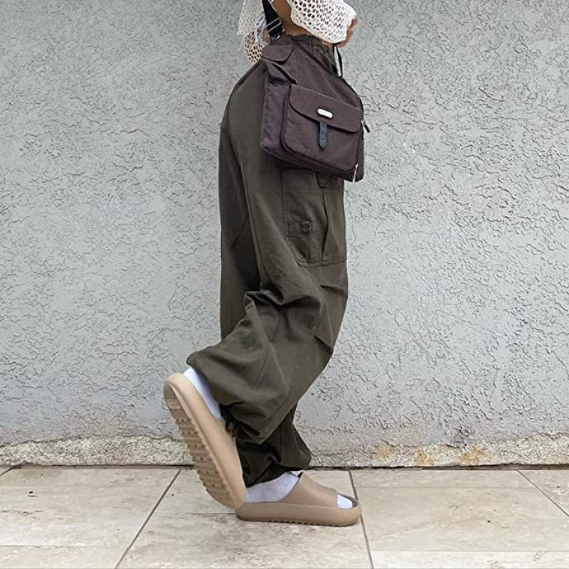 Women's Baggy Cargo Pants Wide Leg Hip Hop Casual Relaxed Fit Sweatpants Hipster Parachute Cargo Pants Y2K-Legletic