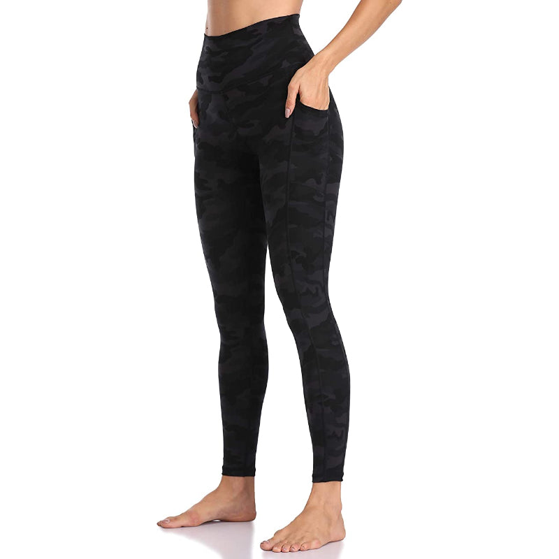 Women's Solid High Waisted Yoga Pants Length Leggings With Pockets-Legletic