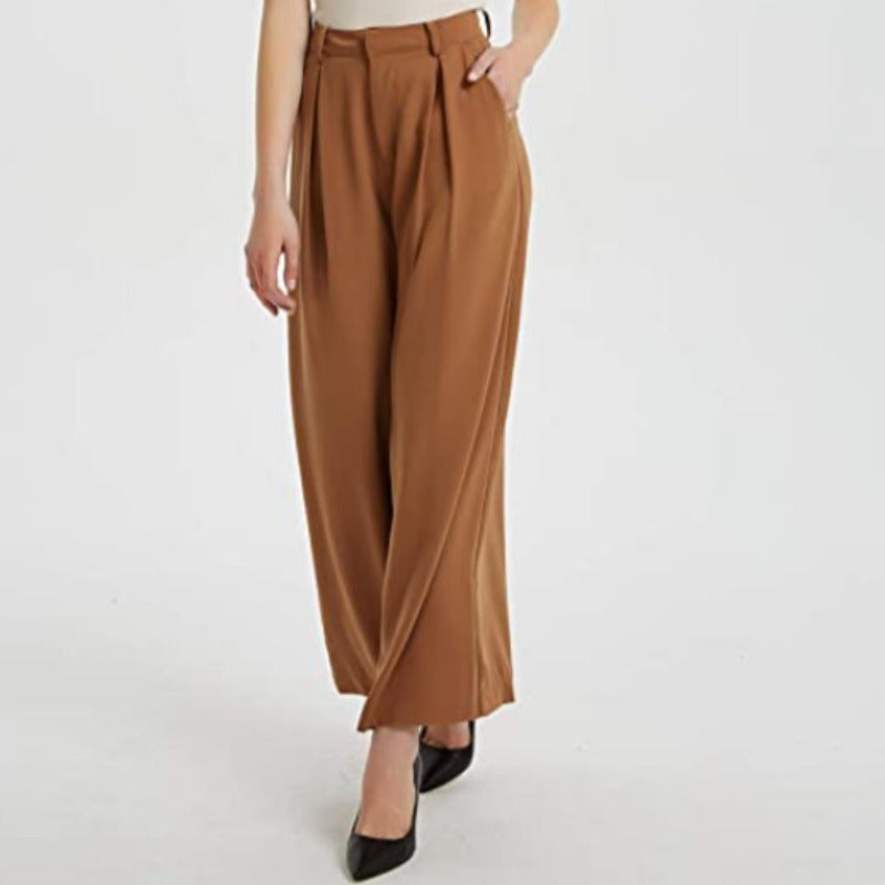 Women High Waist Casual Wide Leg Long Palazzo Pants Trousers-Legletic