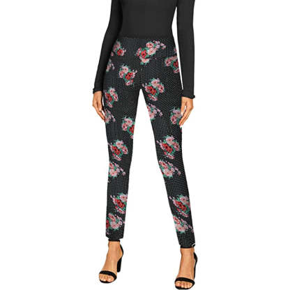 Regular Fit Office Skinny Leggings With Print For Women-Legletic