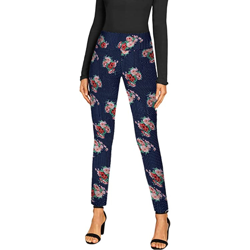 Women's Office Dressy Leggings Skinny Trousers With Print-Legletic