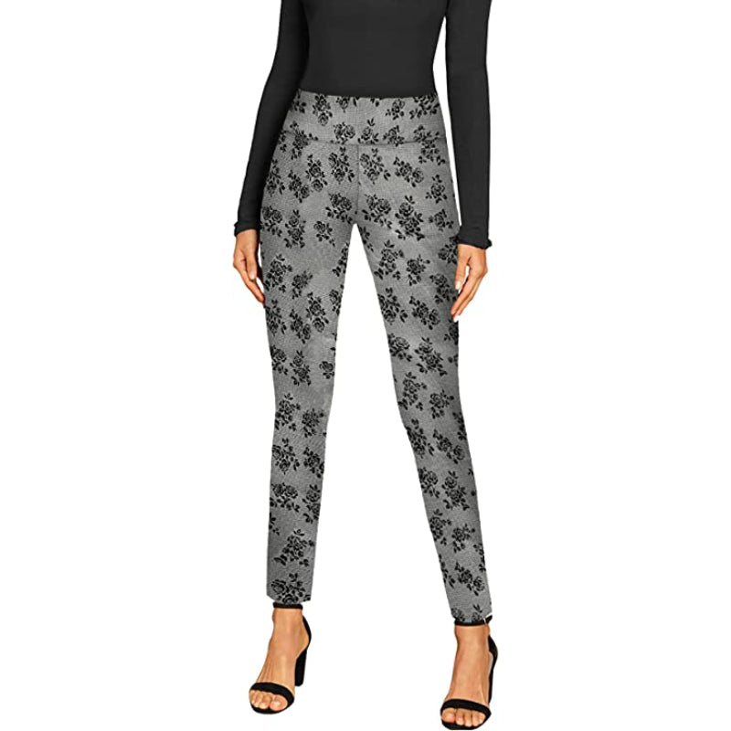 Women's Office Dressy Leggings Skinny Trousers With Print-Legletic
