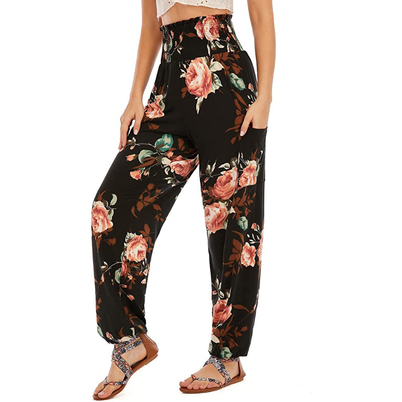 Harem Pants, High Waist Yoga Boho Trousers With Pockets-Legletic