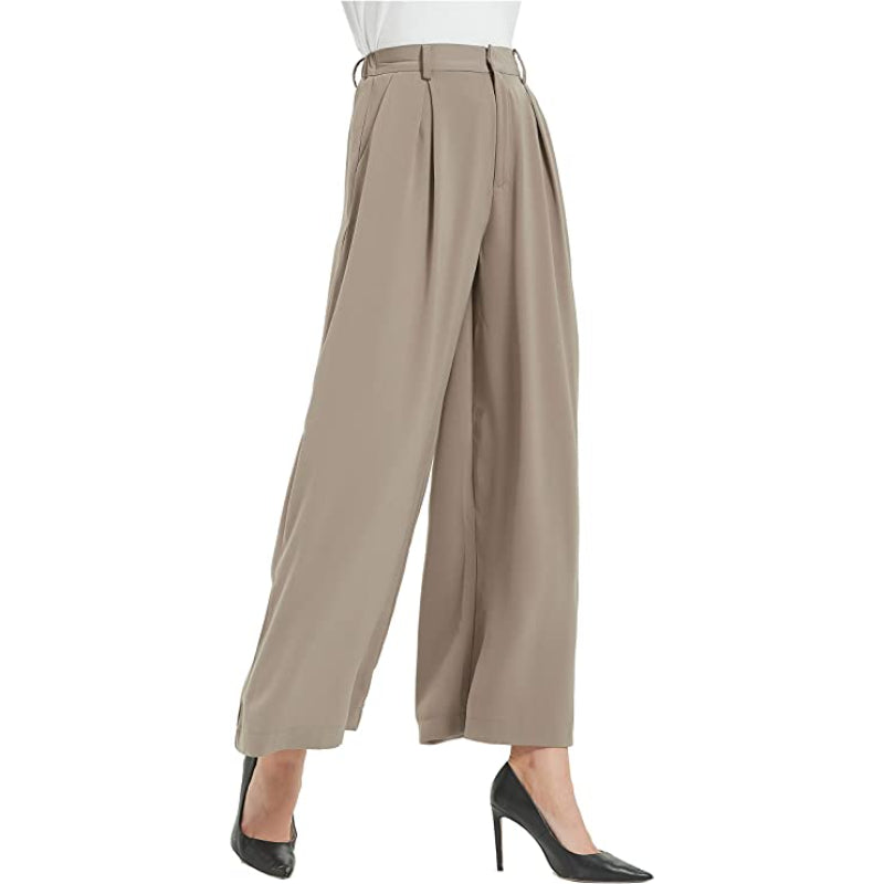 Women High Waist Casual Wide Leg Long Palazzo Pants Regular Trousers-Legletic