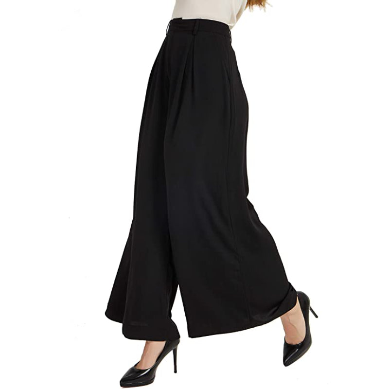 Women High Waist Casual Wide Leg Long Palazzo Pants Trousers-Legletic