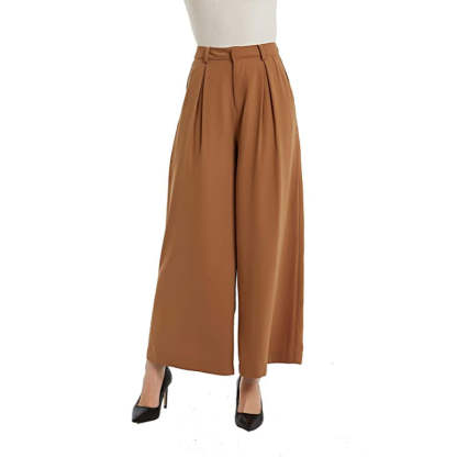 Women High Waist Casual Wide Leg Long Palazzo Pants Trousers-Legletic