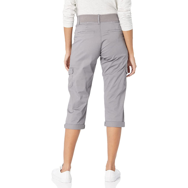 Women Relaxed Fit Knit Waist Capri Pants-Legletic