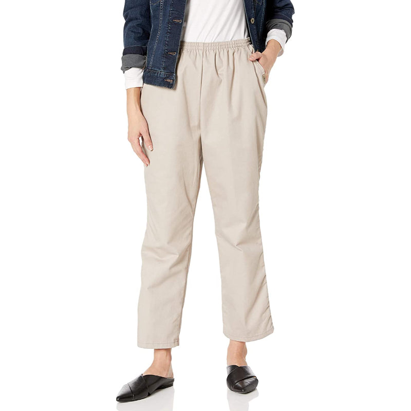 Women Cotton Pull-On Pant With Elastic Waist