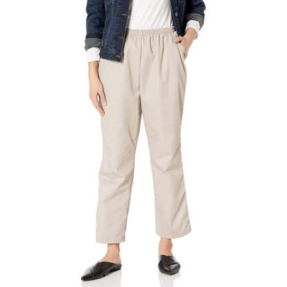 Women Cotton Pull-On Pant With Elastic Waist
