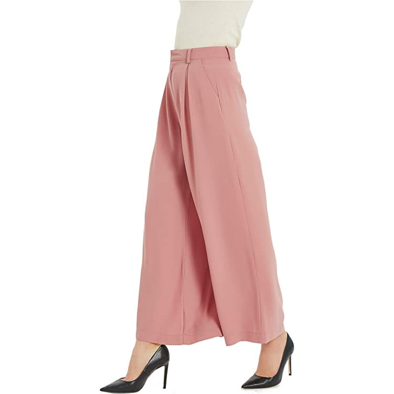 Women High Waist Casual Wide Leg Long Palazzo Regular Pants-Legletic