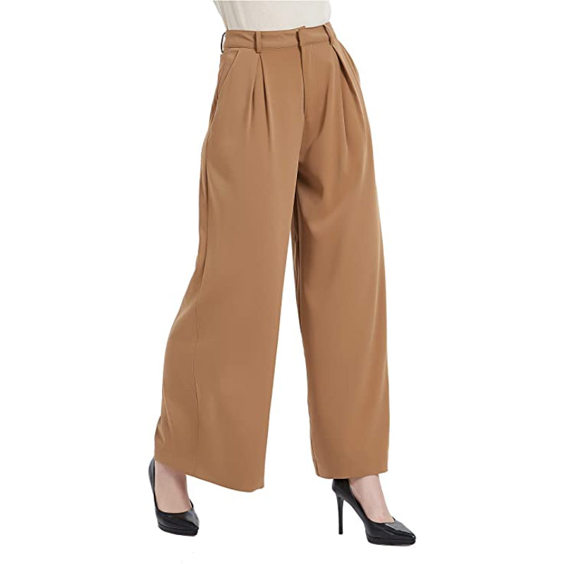 Women High Waist Casual Wide Leg Long Palazzo Pants Trousers-Legletic