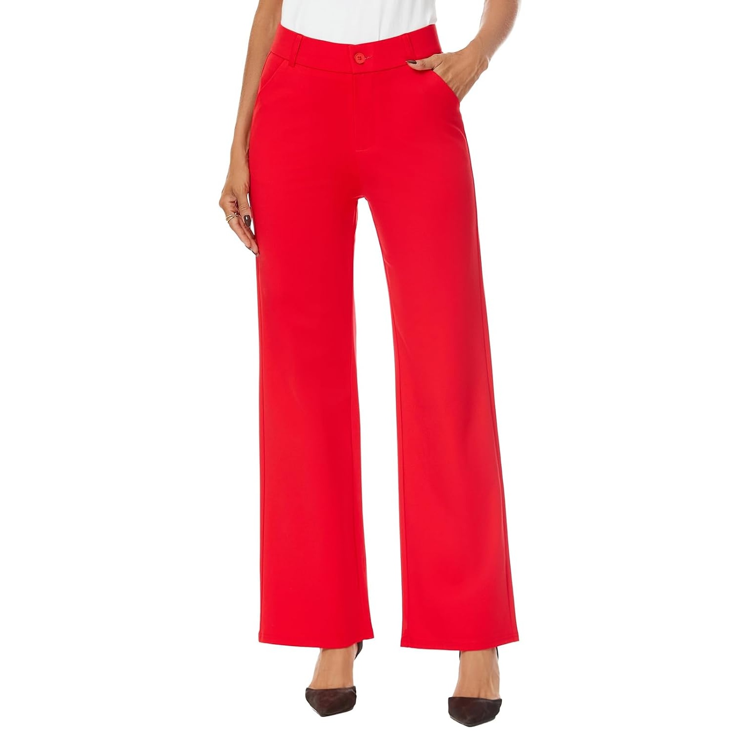 Casual Straight High Trousers With Pockets For Women