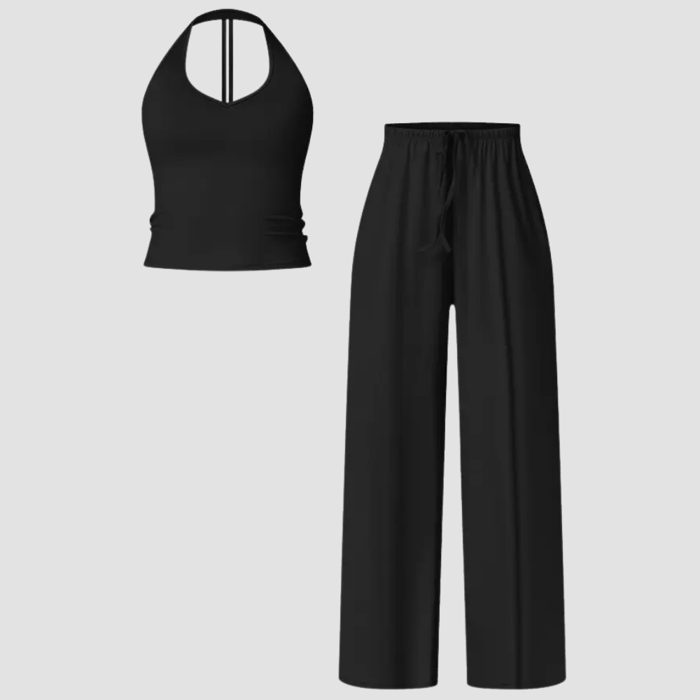 Womens Quick Dry Tank High Waisted Bell Bottom Set