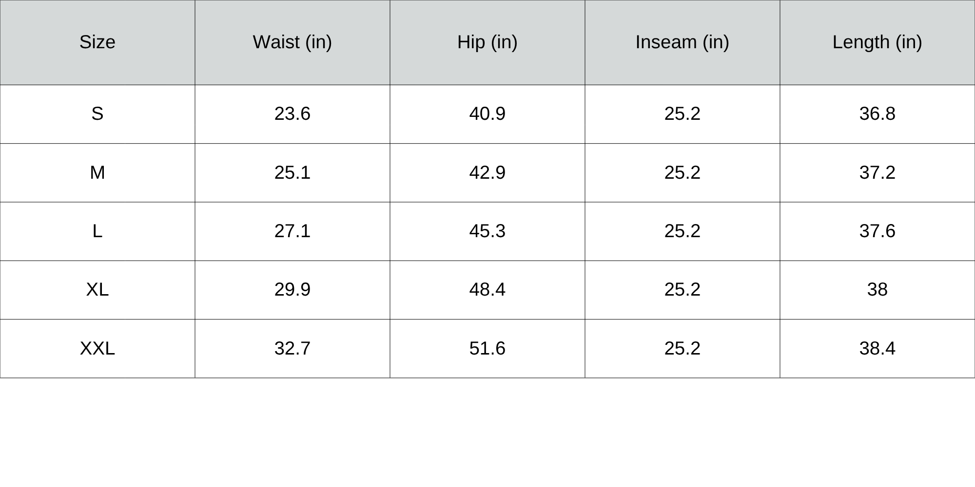 Size Chart