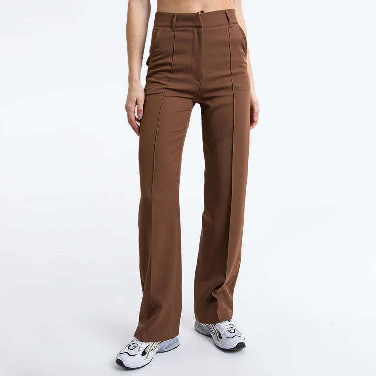 High Waisted Suit Pants With Straw Pleats-Legletic