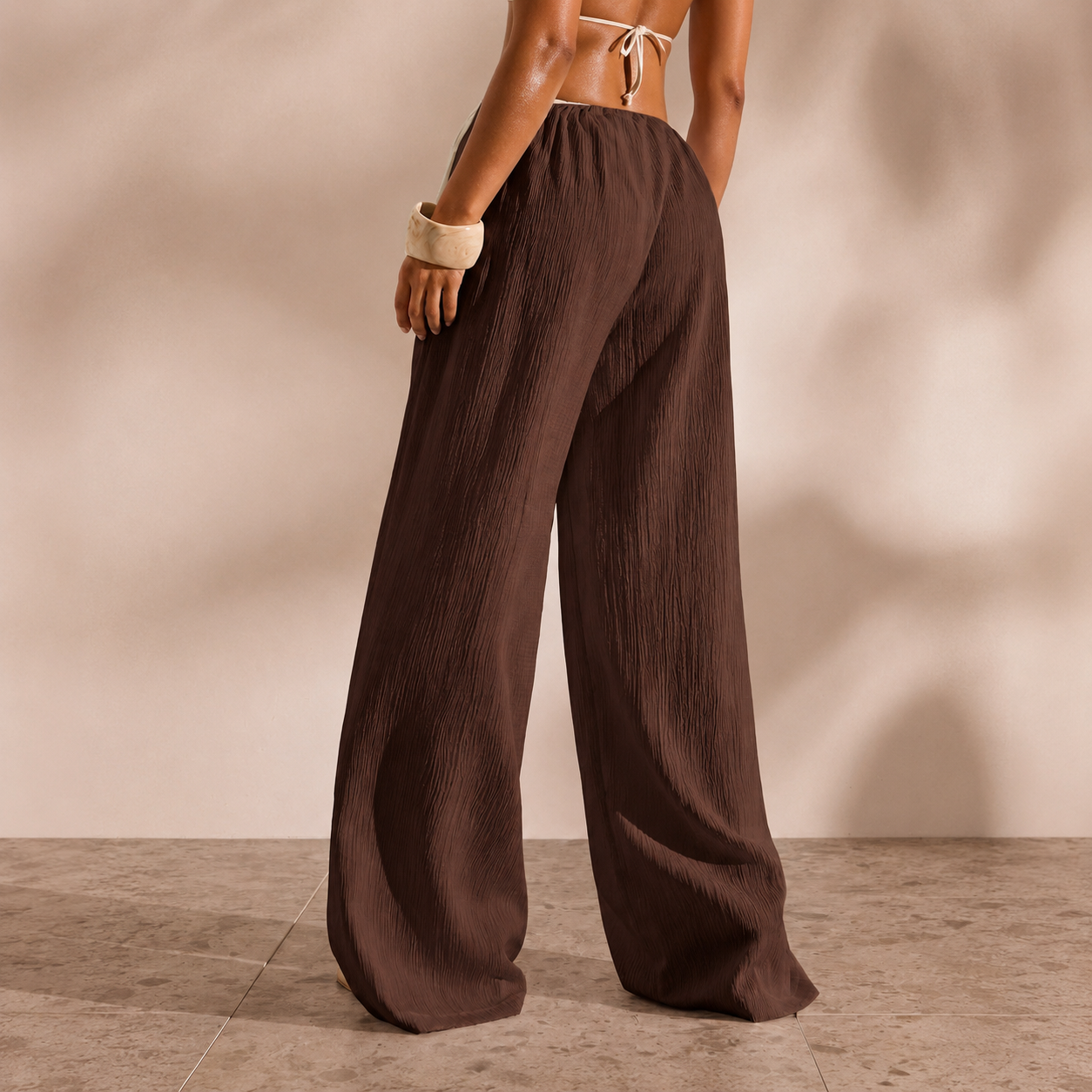 Solid Cover Up Pants With Tie For Women