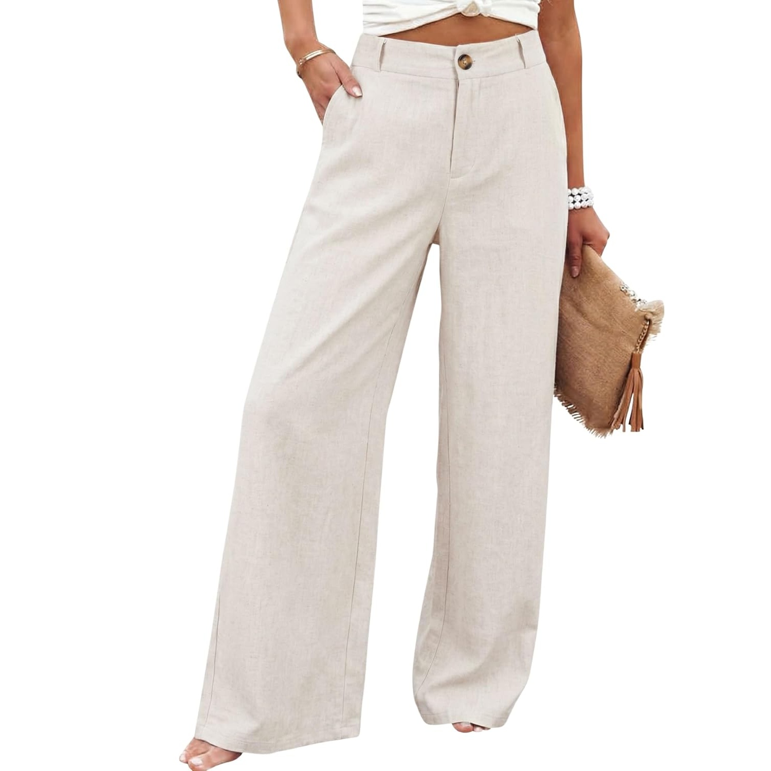 Casual Up Pants With Button For Women