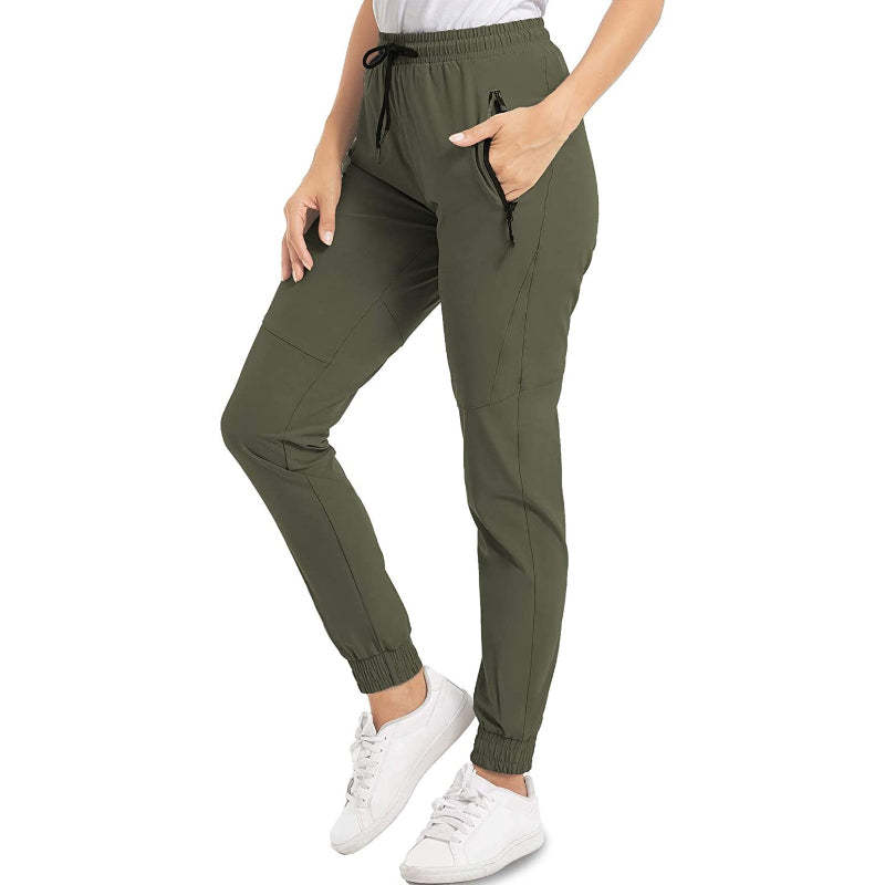 Hiking Pants Lightweight Quick Dry Stretch Elastic Waist Water Resistant Golf Travel Pants with Zip Pockets For Women-Legletic