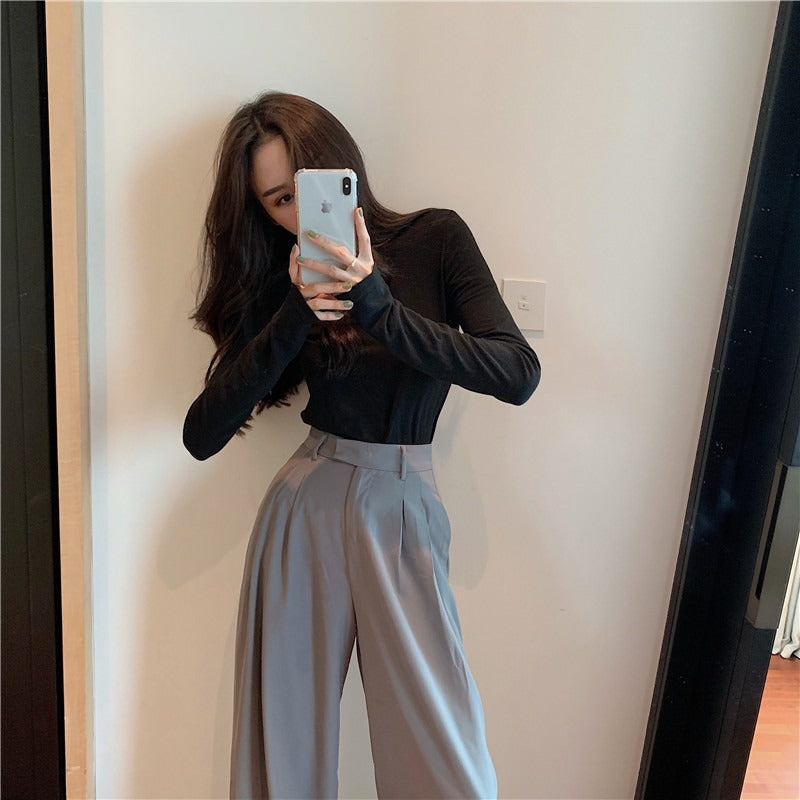 Female Solid Wide Leg Pants-Legletic