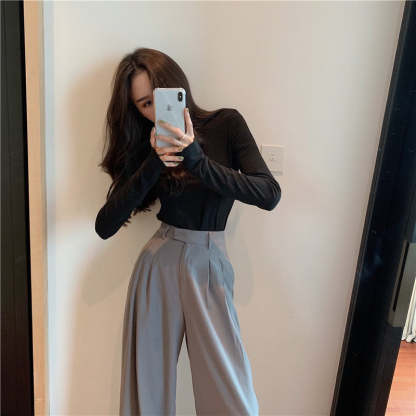 Female Solid Wide Leg Pants-Legletic