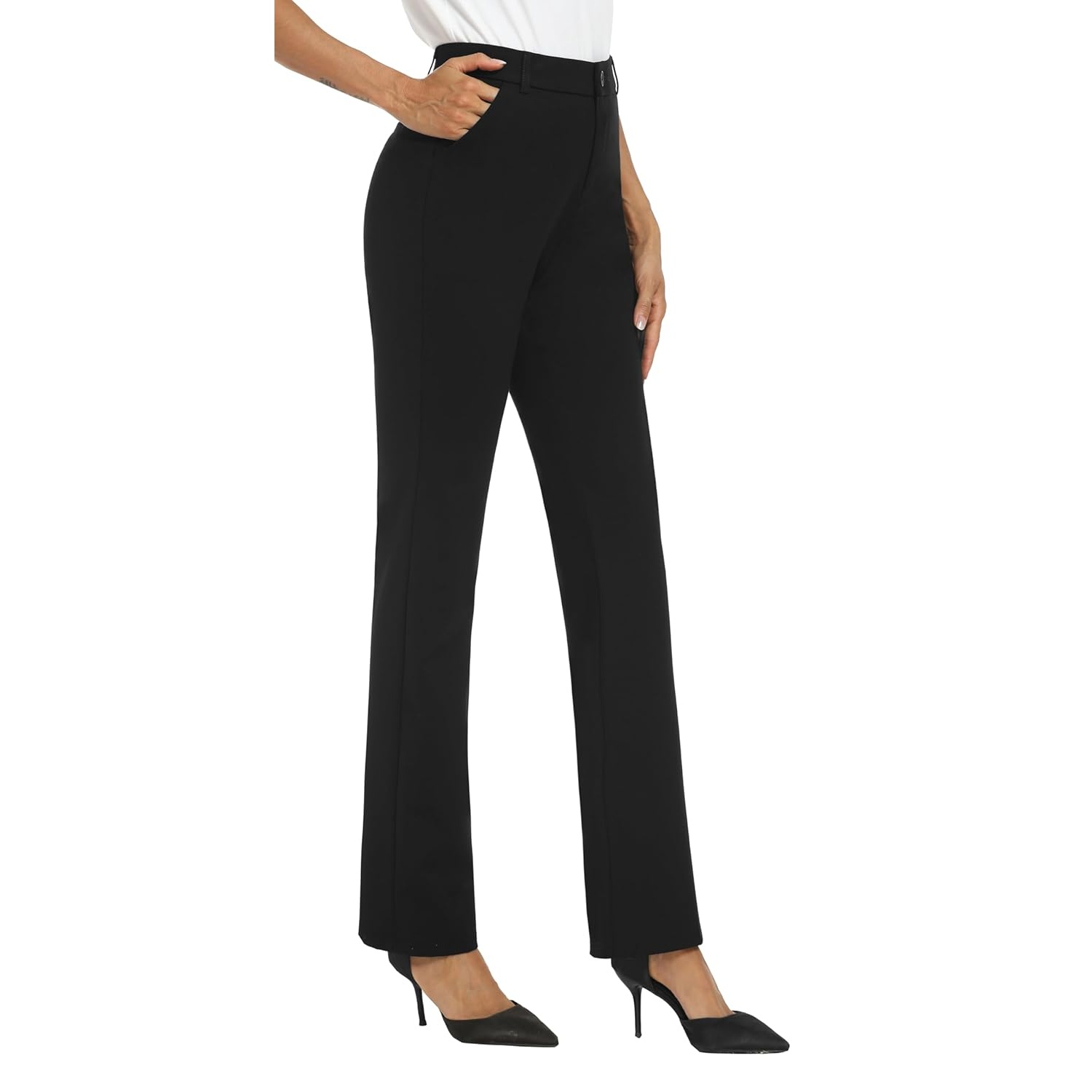 Stretchable Straight Solid Casual Pants