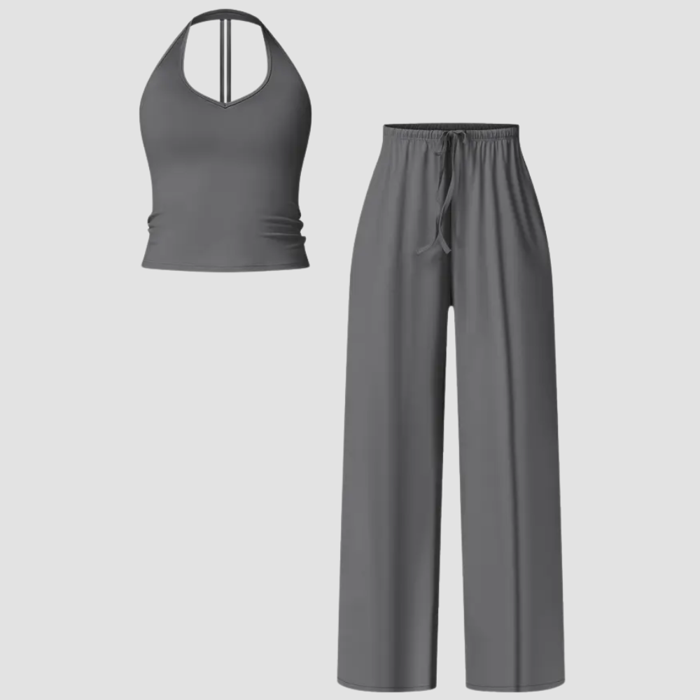 Womens Quick Dry Tank High Waisted Bell Bottom Set