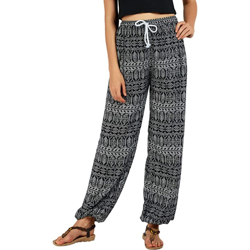 Women's Floral Print Boho Yoga Pants Harem Pants-Legletic