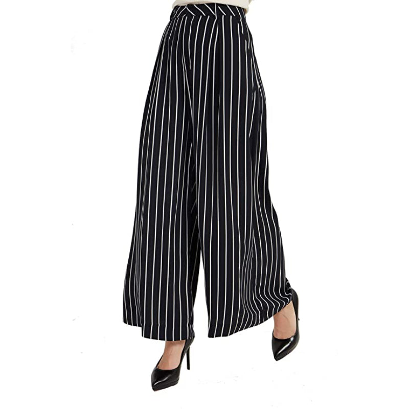 Women High Waist Casual Wide Leg Long Palazzo Pants Trousers-Legletic