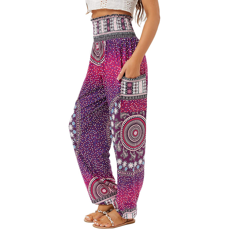 Harem Pants, High Waist Yoga Boho Trousers With Pockets-Legletic