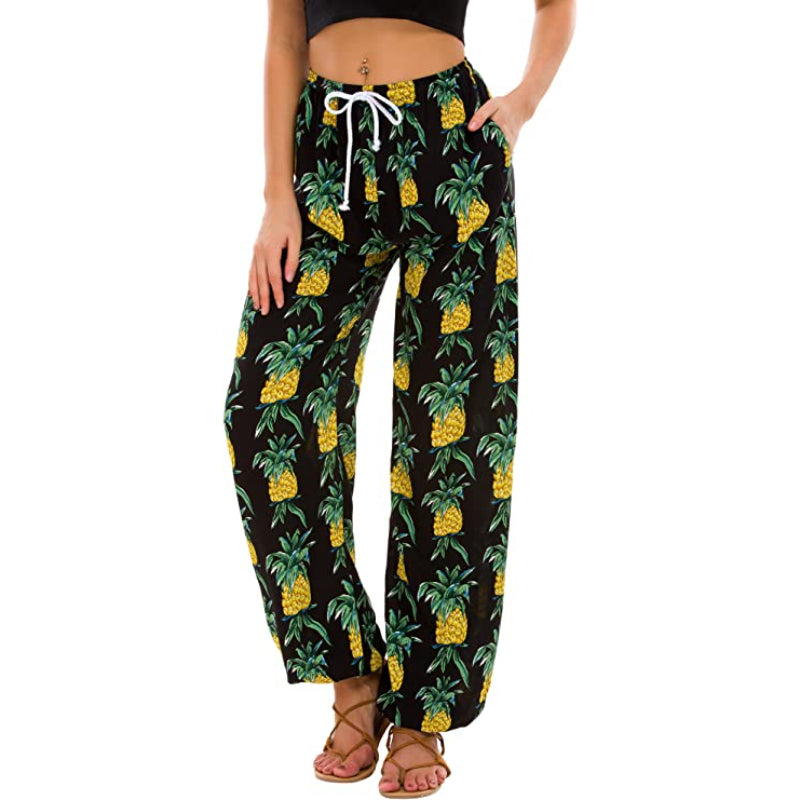 Women's Floral Print Boho Yoga Pants Harem Pants-Legletic