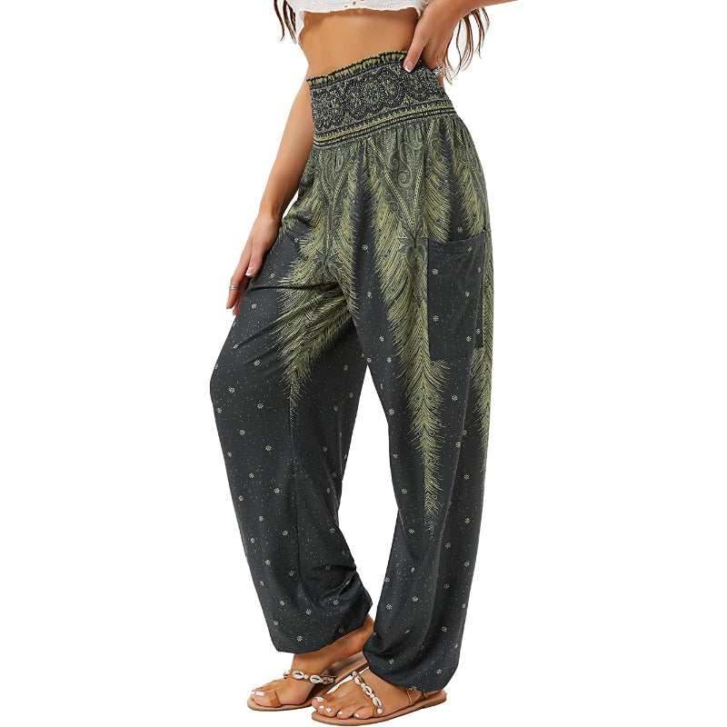 Harem Pants, High Waist Yoga Boho Trousers With Pockets-Legletic