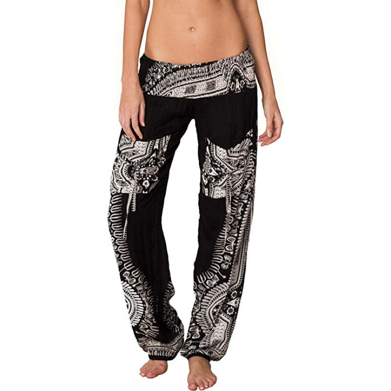 Harem Pants Hippie Bohemian Casual Gypsy Print Yoga Baggy Boho-Legletic