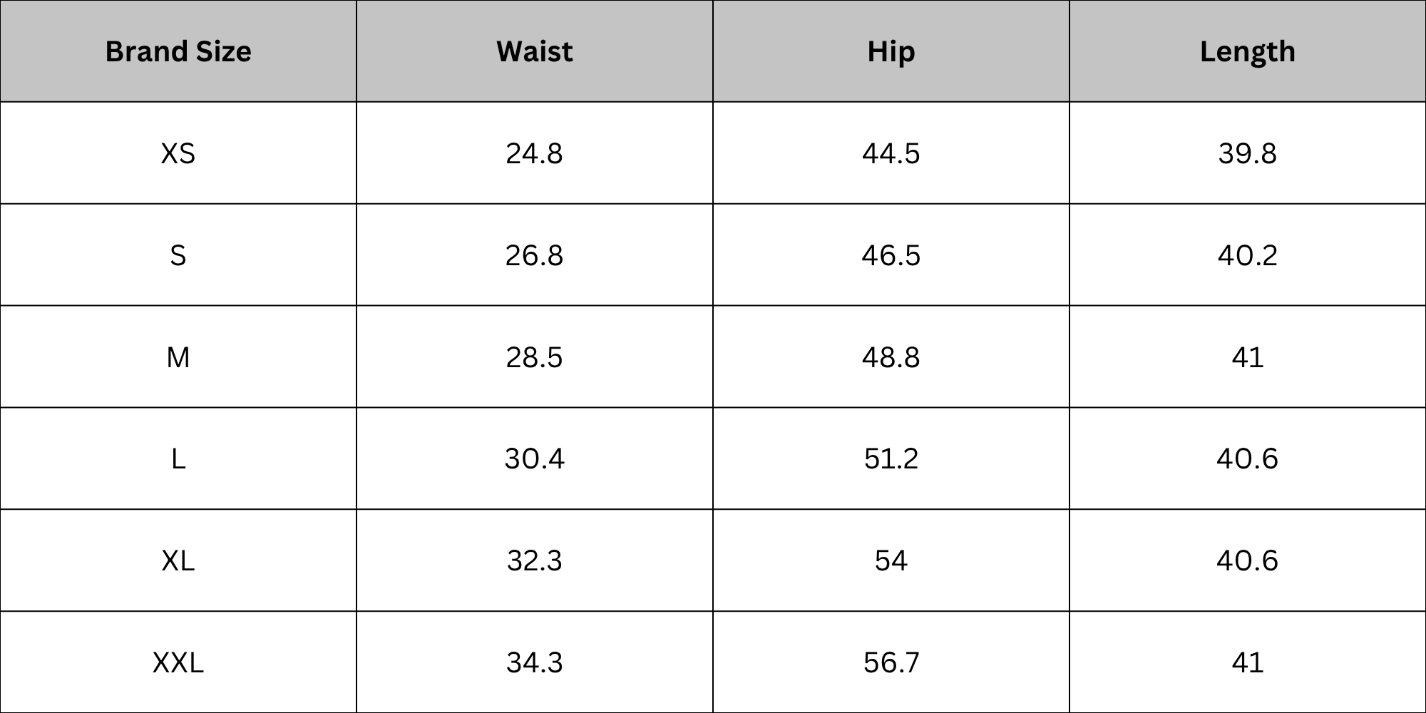 Size Chart