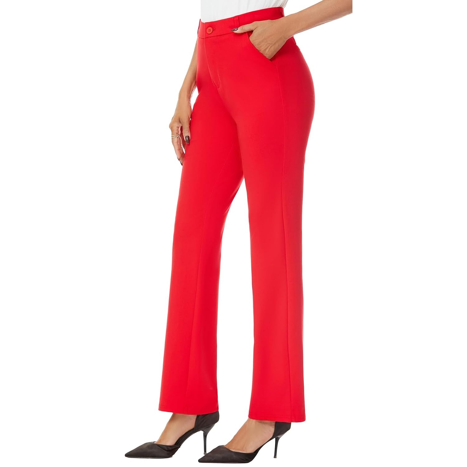 Stretchable Straight Solid Casual Pants