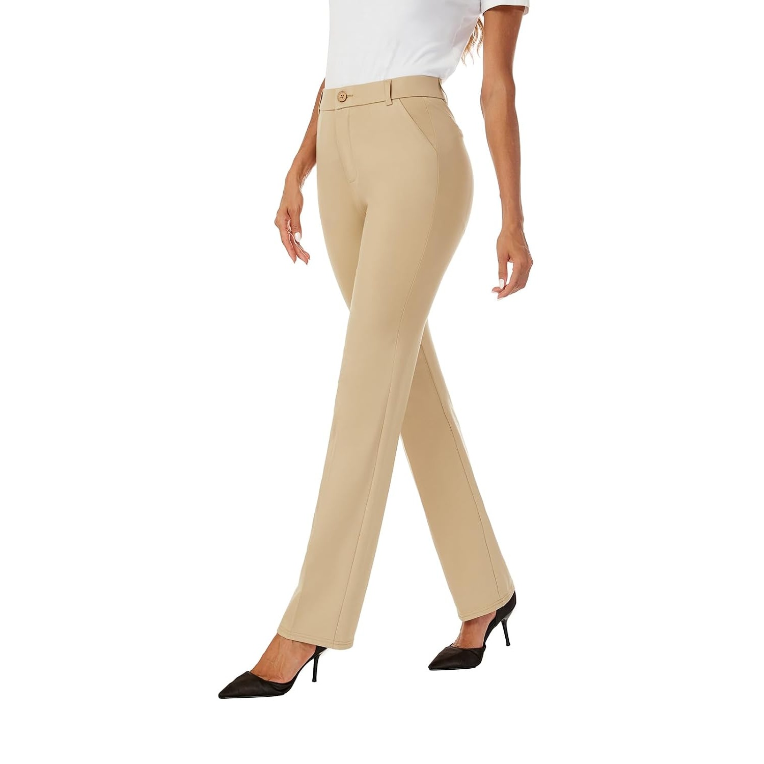 Stretchable Straight Solid Casual Pants