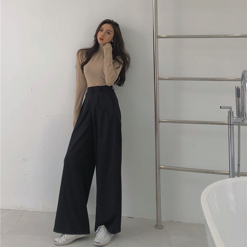 Female Solid Wide Leg Pants-Legletic
