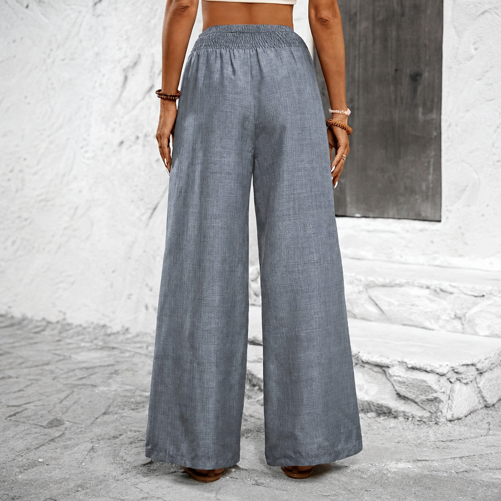 Drawstring Wide Leg Casual Pants For Women