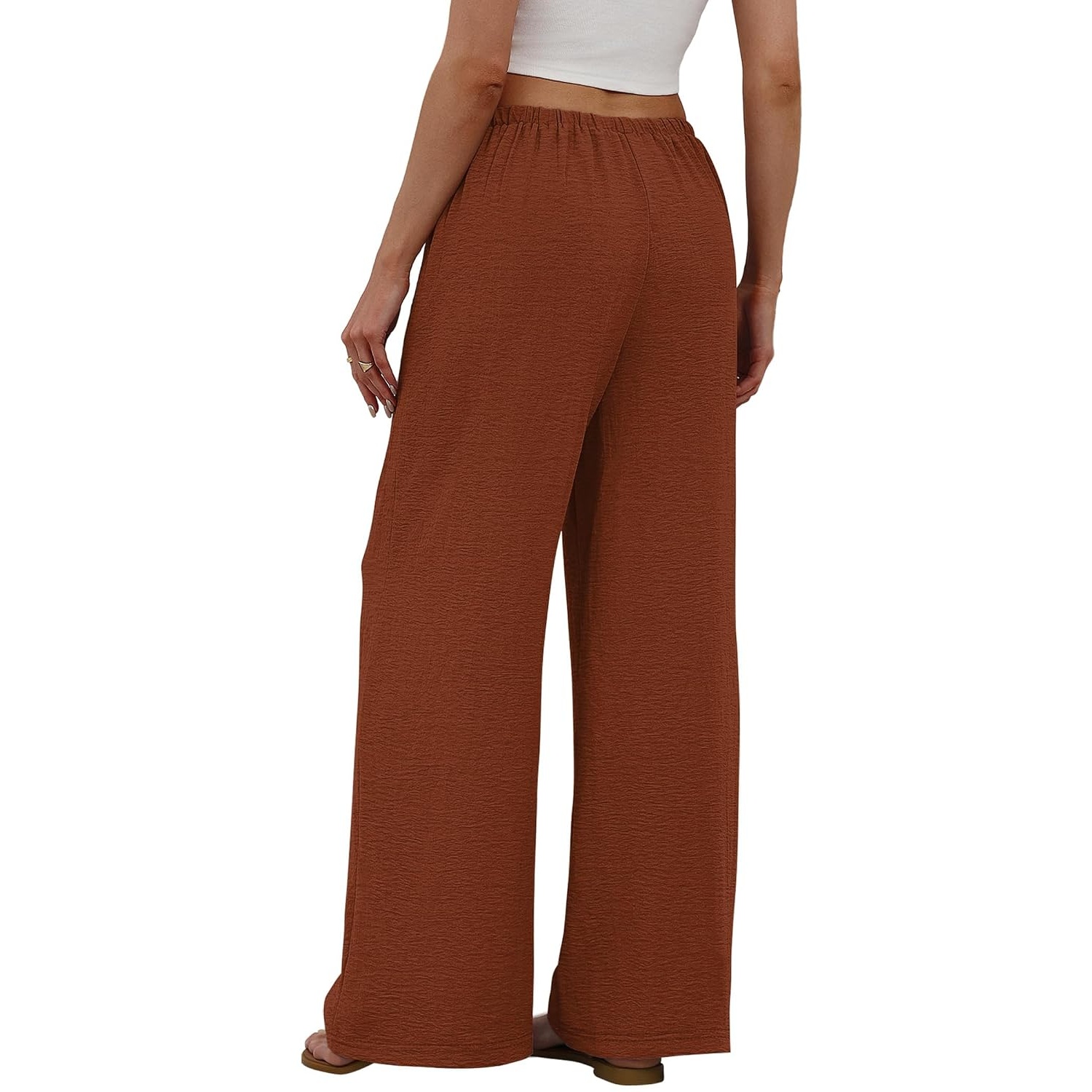 Flowy Wide Length Palazzo Pants With Pockets For Women