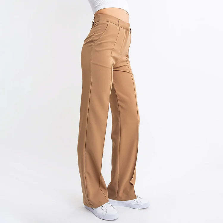 High Waisted Suit Pants With Straw Pleats-Legletic