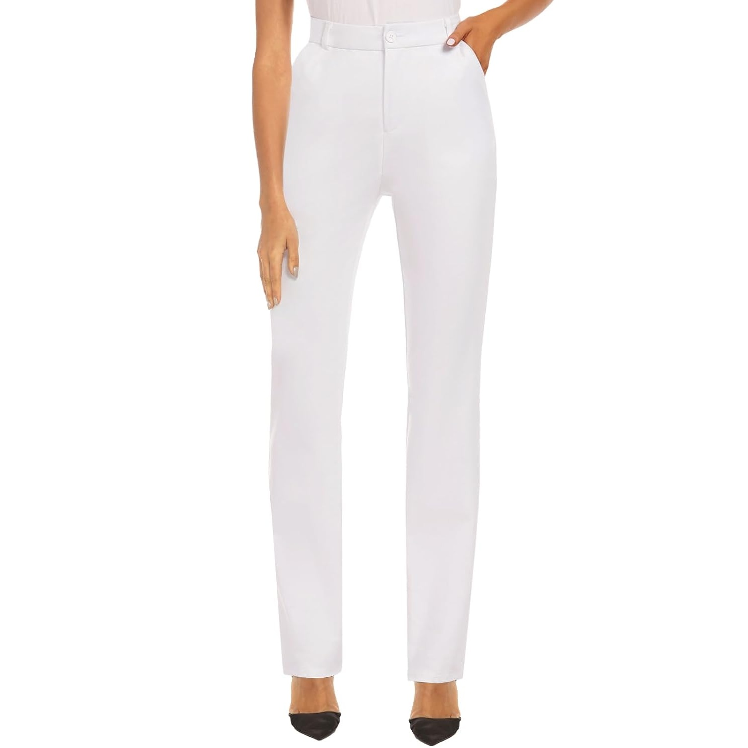 Stretchable Straight Solid Casual Pants