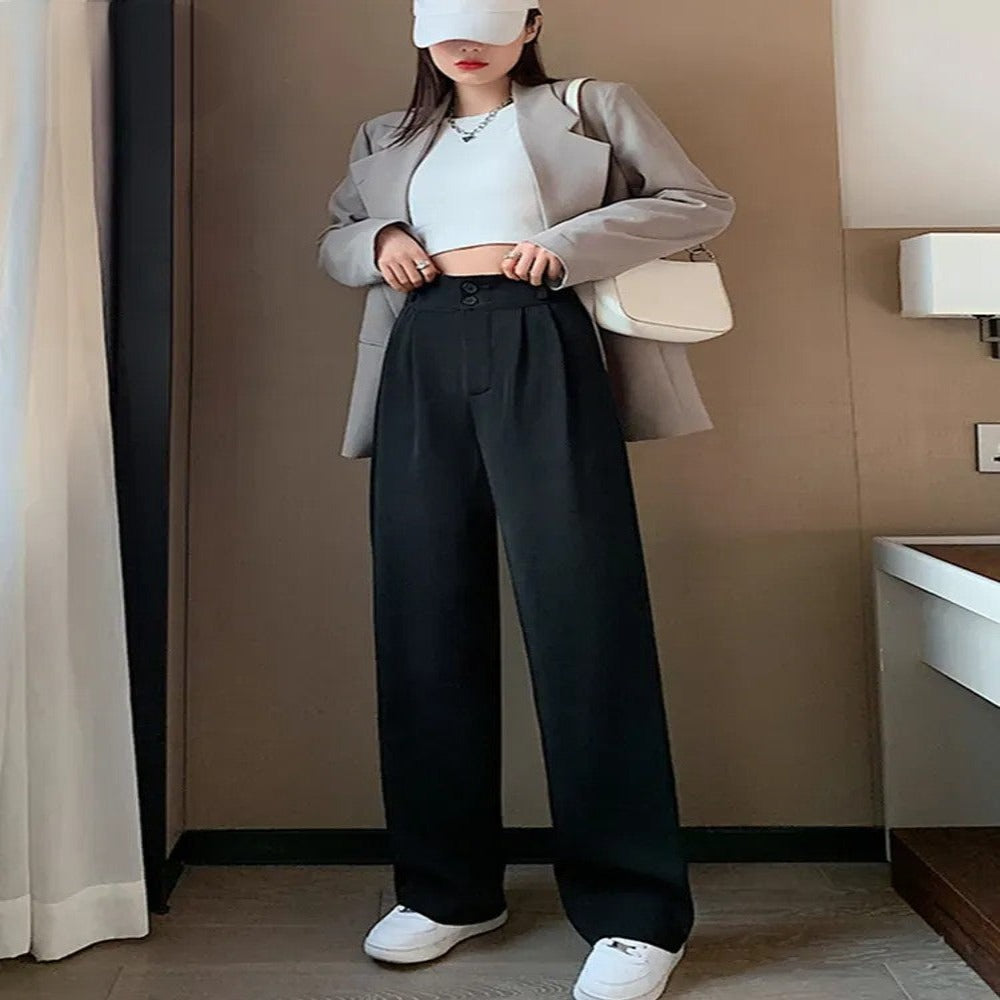 Thin Fabric Classics Straight High Waist Pants-Legletic