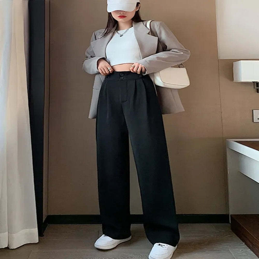 Thin Fabric Classics Straight High Waist Pants-Legletic