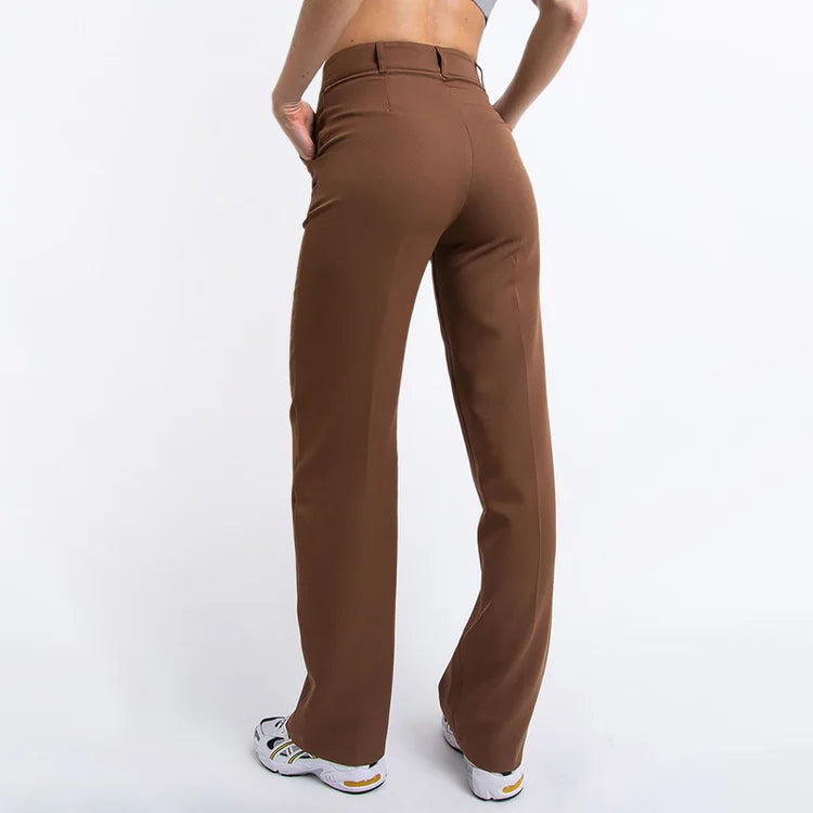 High Waisted Suit Pants With Straw Pleats-Legletic