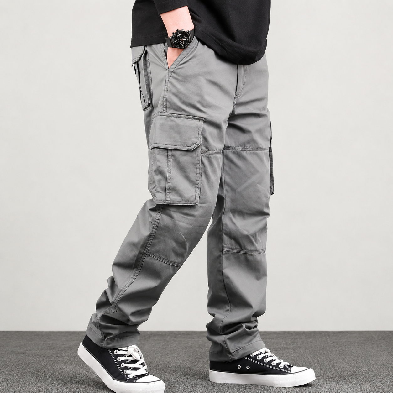 Loose Casual Street Style Cargo Pant With Drawstring For Men